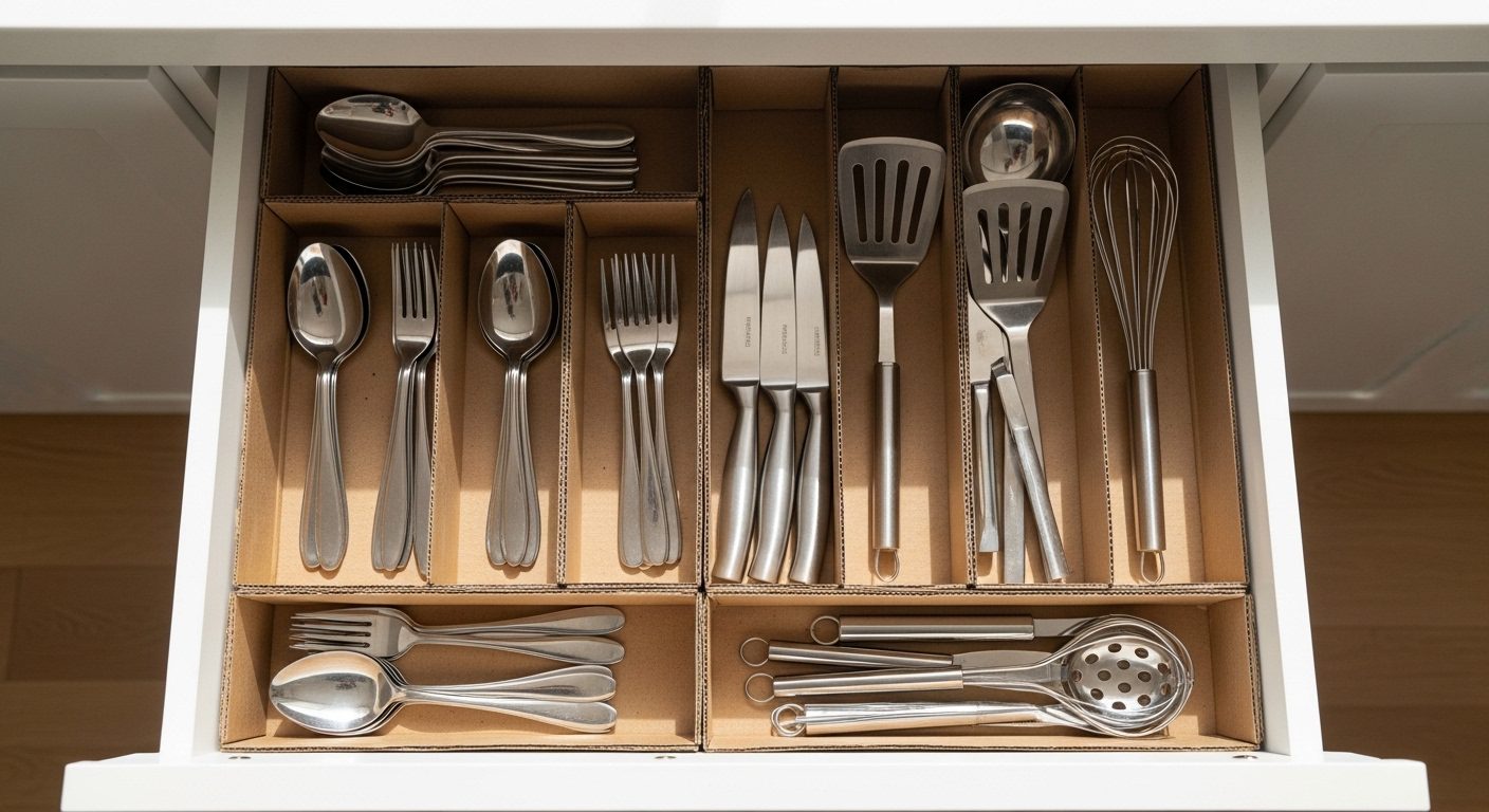 Modern kitchen drawer organization