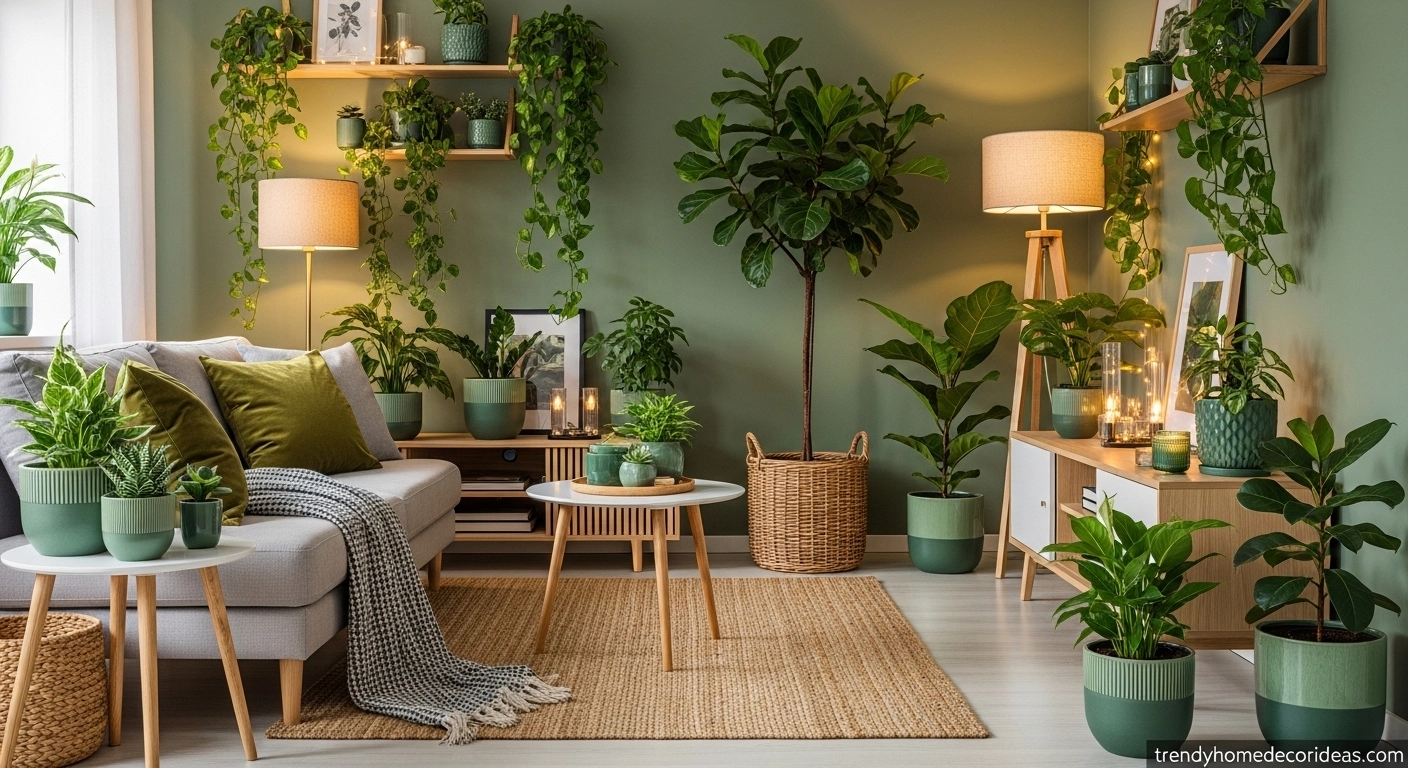 Living Room with Indoor Plants
